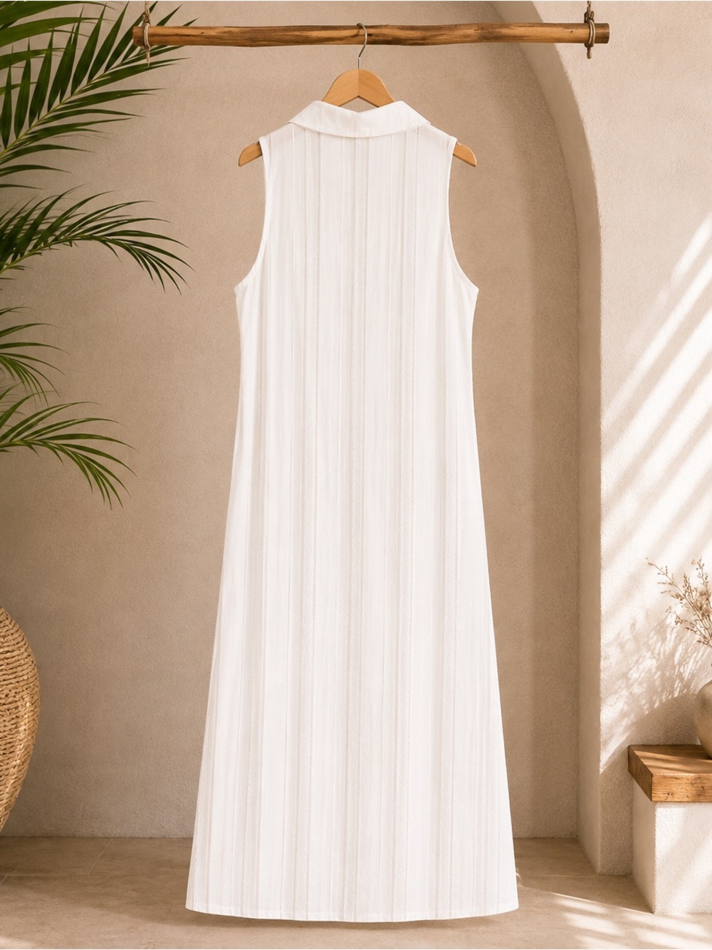 Karl Lagerfeld White Sleeveless Button-Front Maxi Dress - Picture 5 of 5